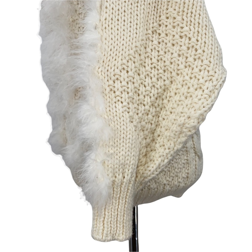 Loop Di Loop Boho Cream Thick Knit Feathered Swea… - image 7